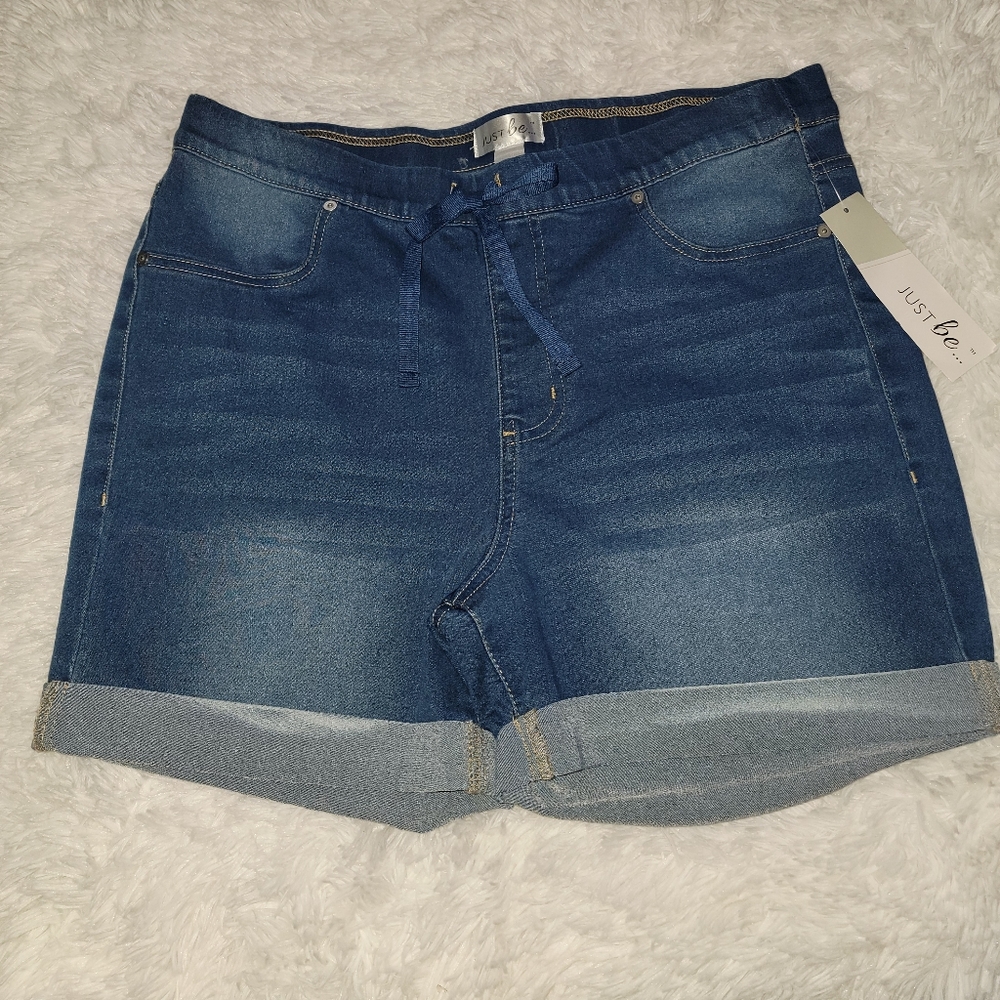 Womans Just Be Denim Pull On Cuff Shorts